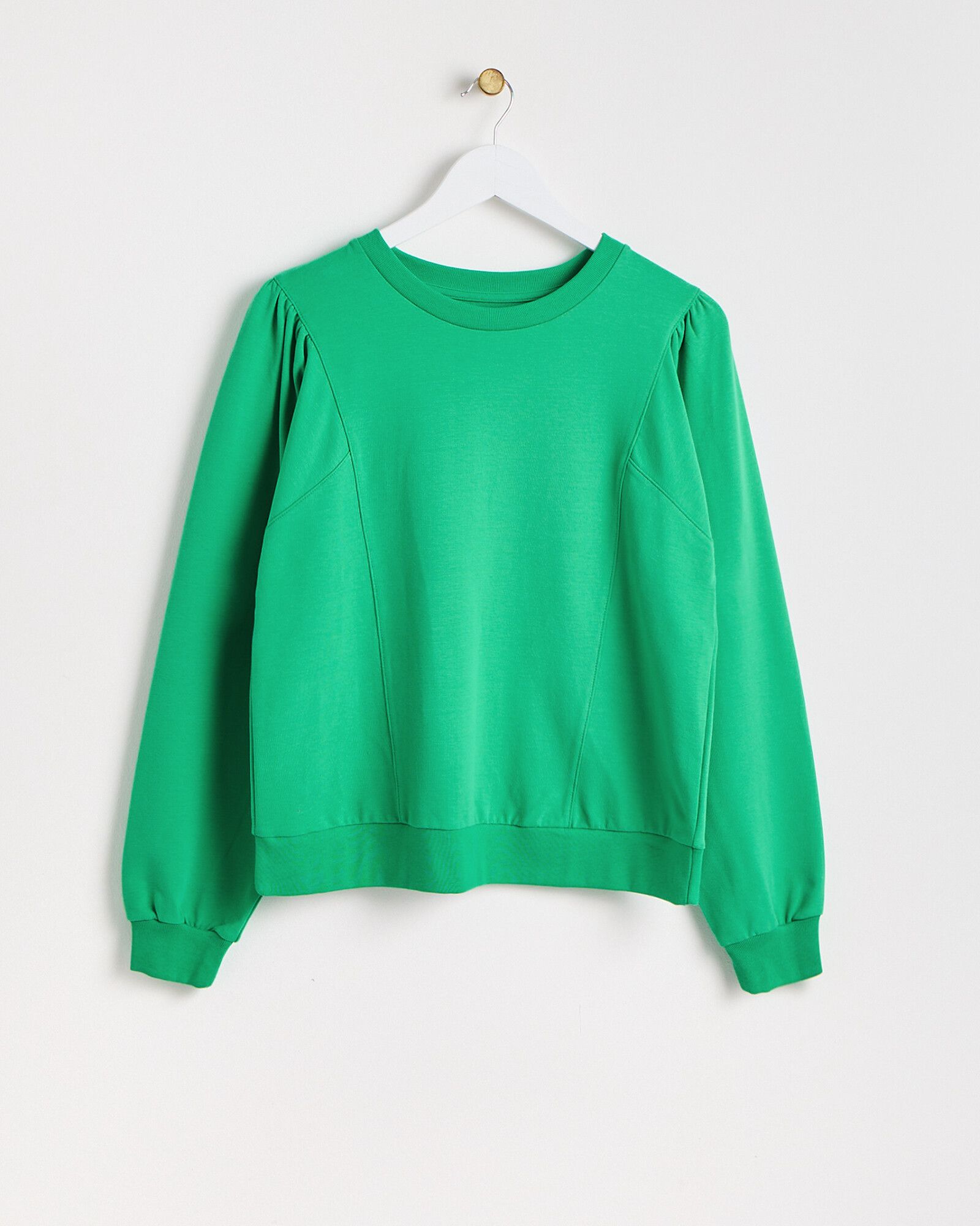 Green Pleated Sleeve Sweatshirt | Oliver Bonas