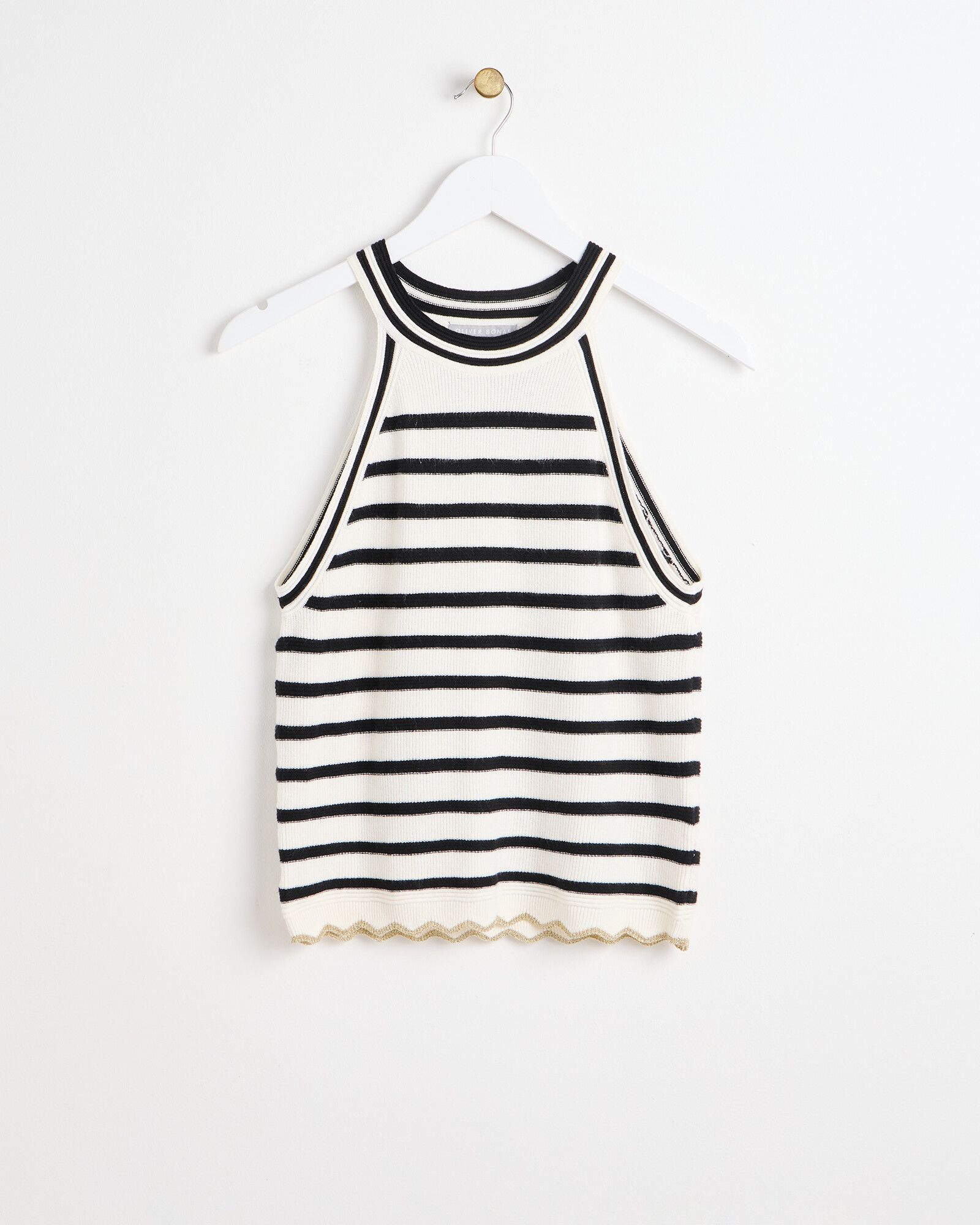 Monochrome Stripe Racer Knitted Tank Top | Oliver Bonas