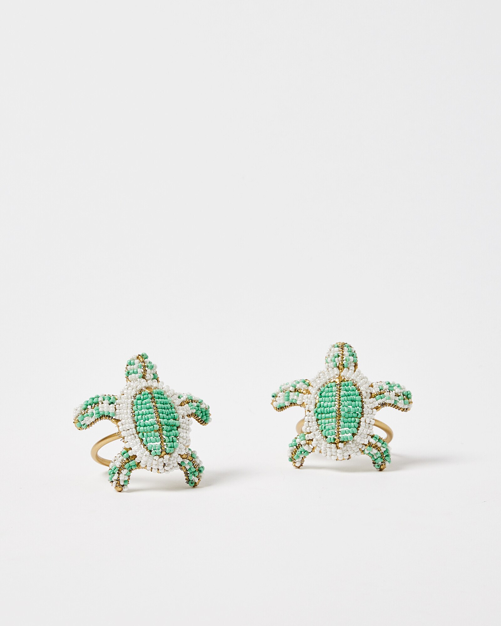 Beaded Green Turtle Napkin Rings Set of Two Oliver Bonas