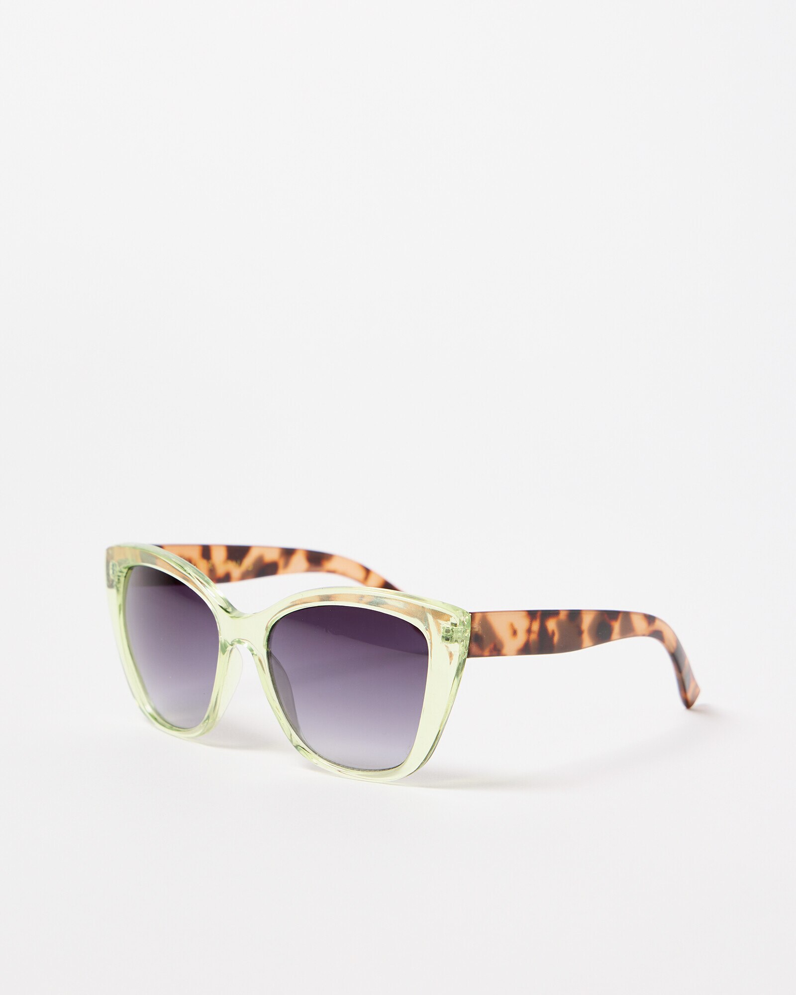 Green And Faux Tortoiseshell Square Cat Eye Sunglasses Oliver Bonas