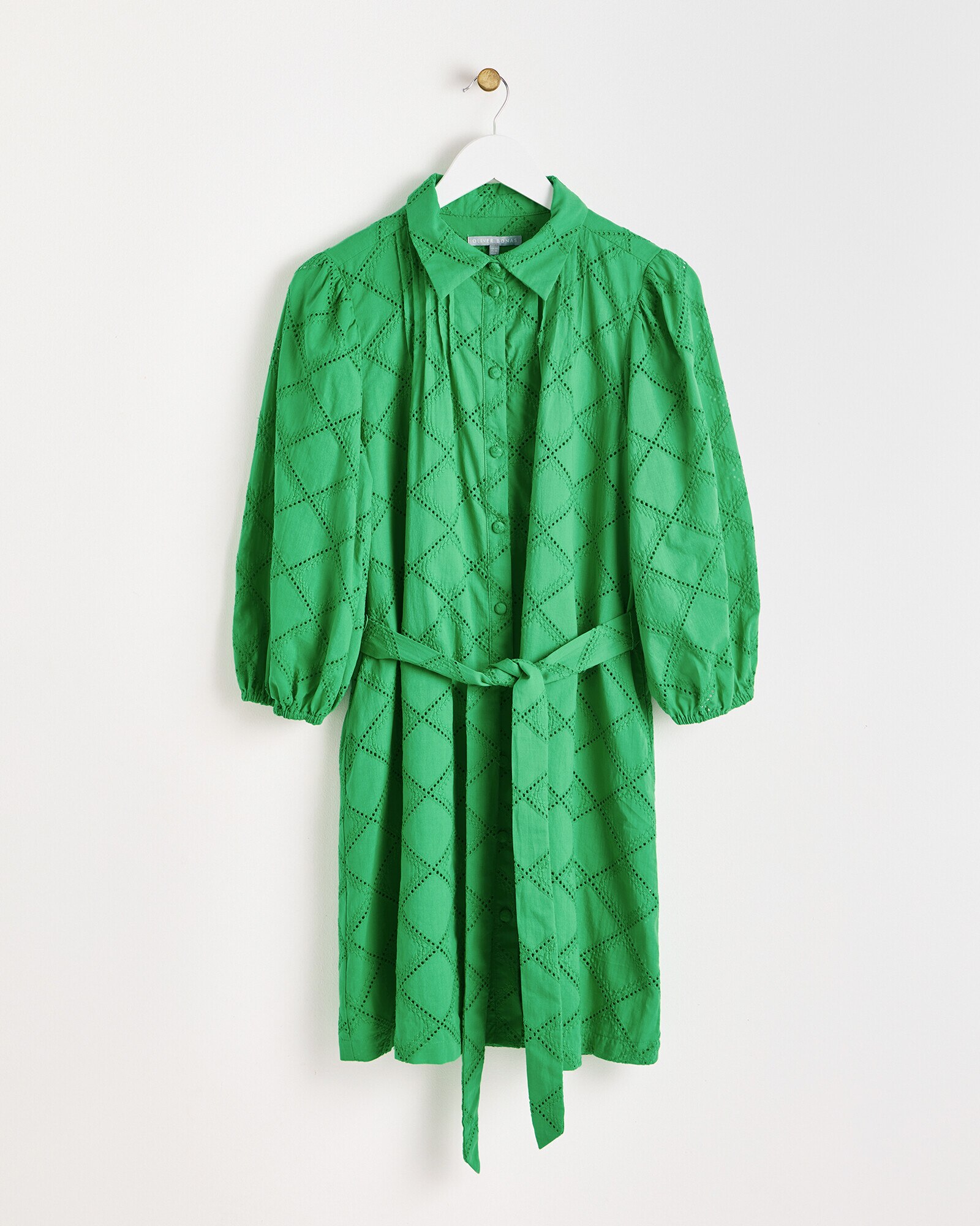 Green Broderie Mini Shirt Dress Oliver Bonas US