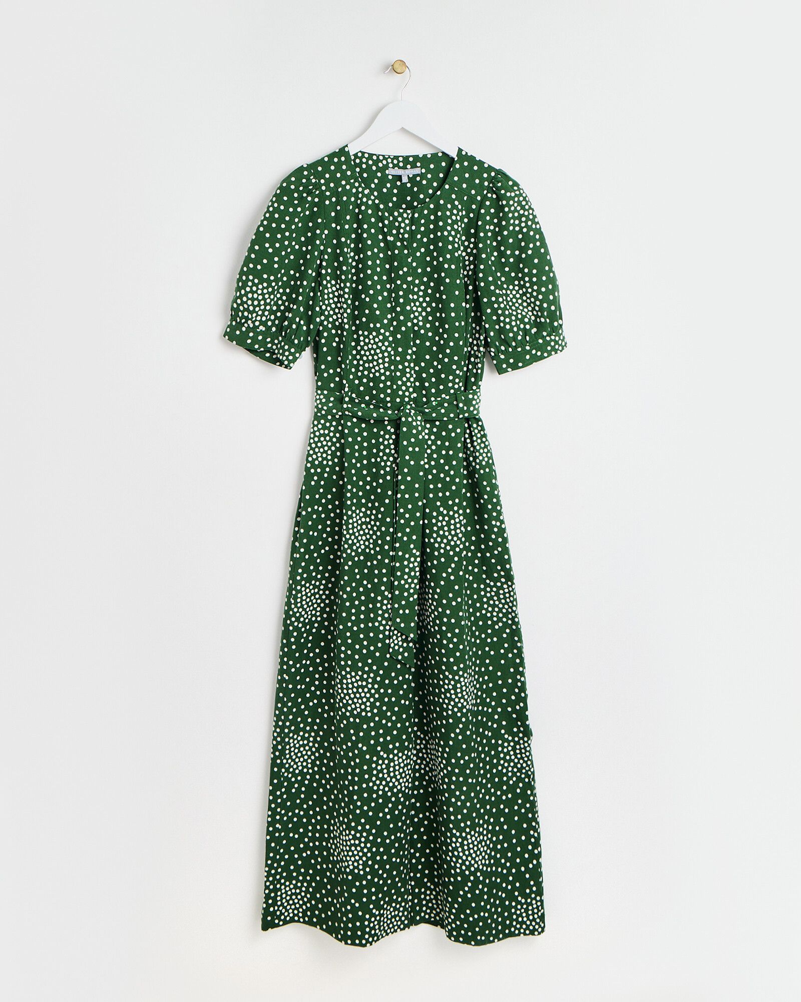 Green & White Polka Dot Crew Neck Short Sleeve Jumpsuit | Oliver Bonas