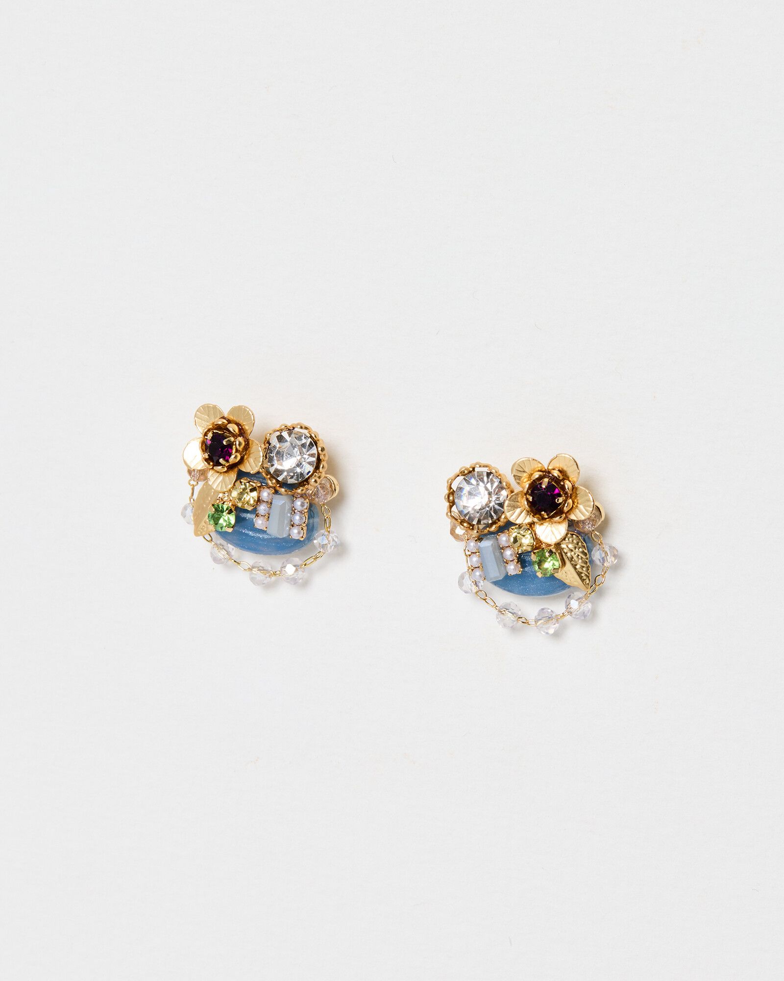 Faith Flower Cluster Gold Tone Stud Earrings | Oliver Bonas