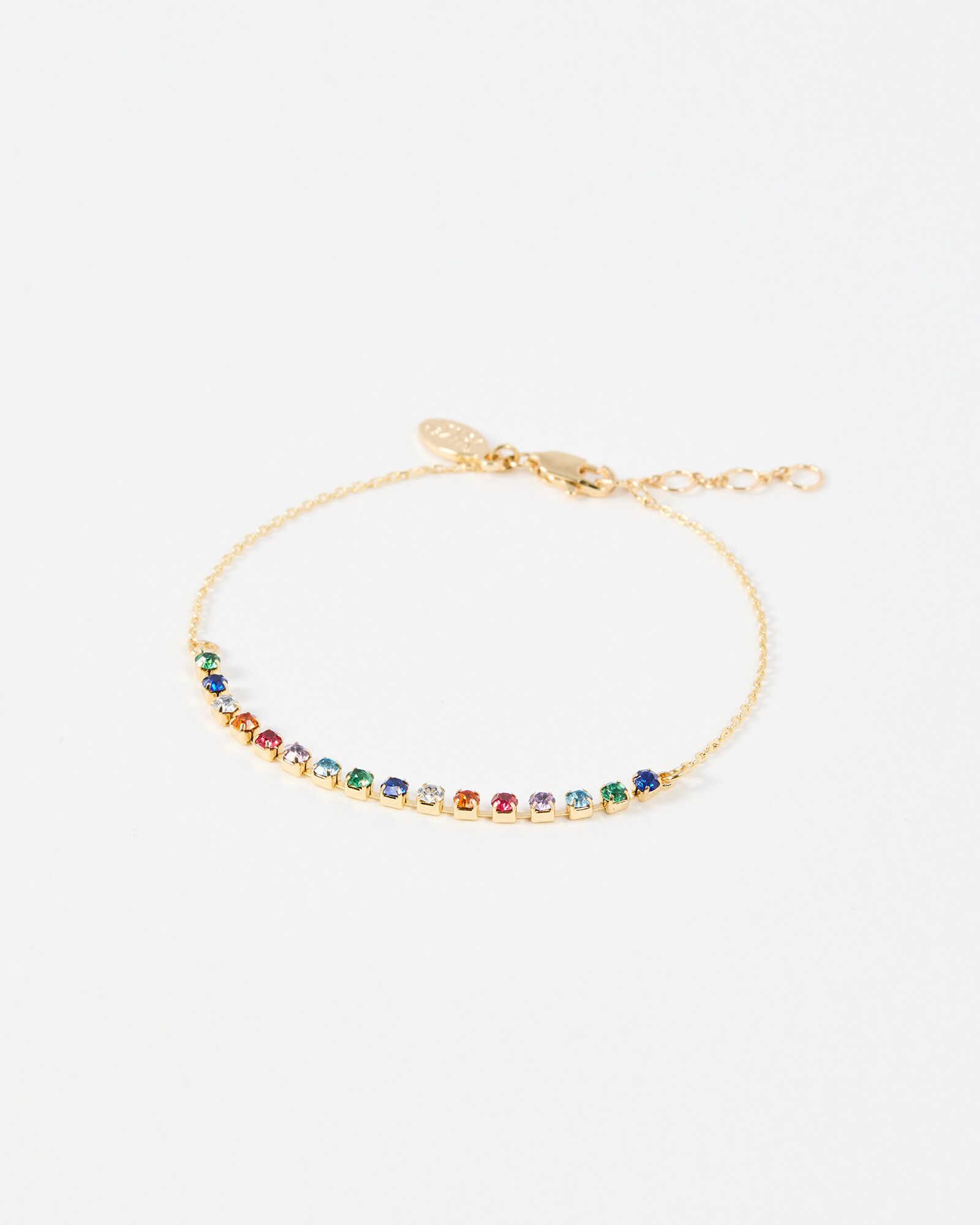 Lottie Rainbow Stone Gold Chain Bracelet | Oliver Bonas