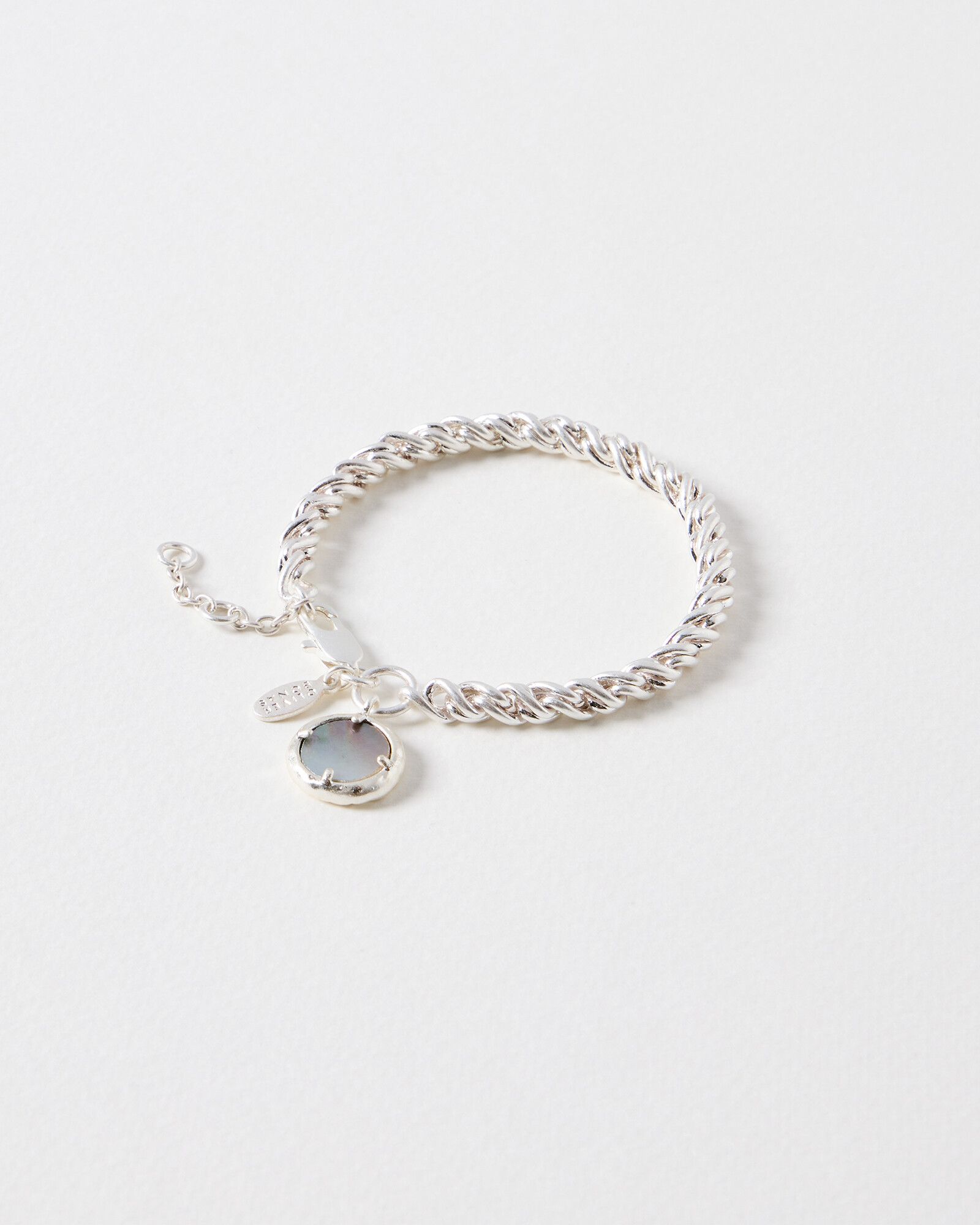 Arlo Blue Shell Chunky Silver Chain Bracelet | Oliver Bonas