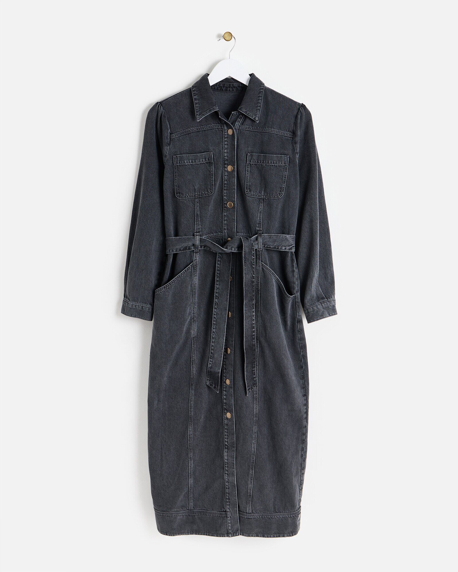 Grey Denim Midi Shirt Dress Oliver Bonas