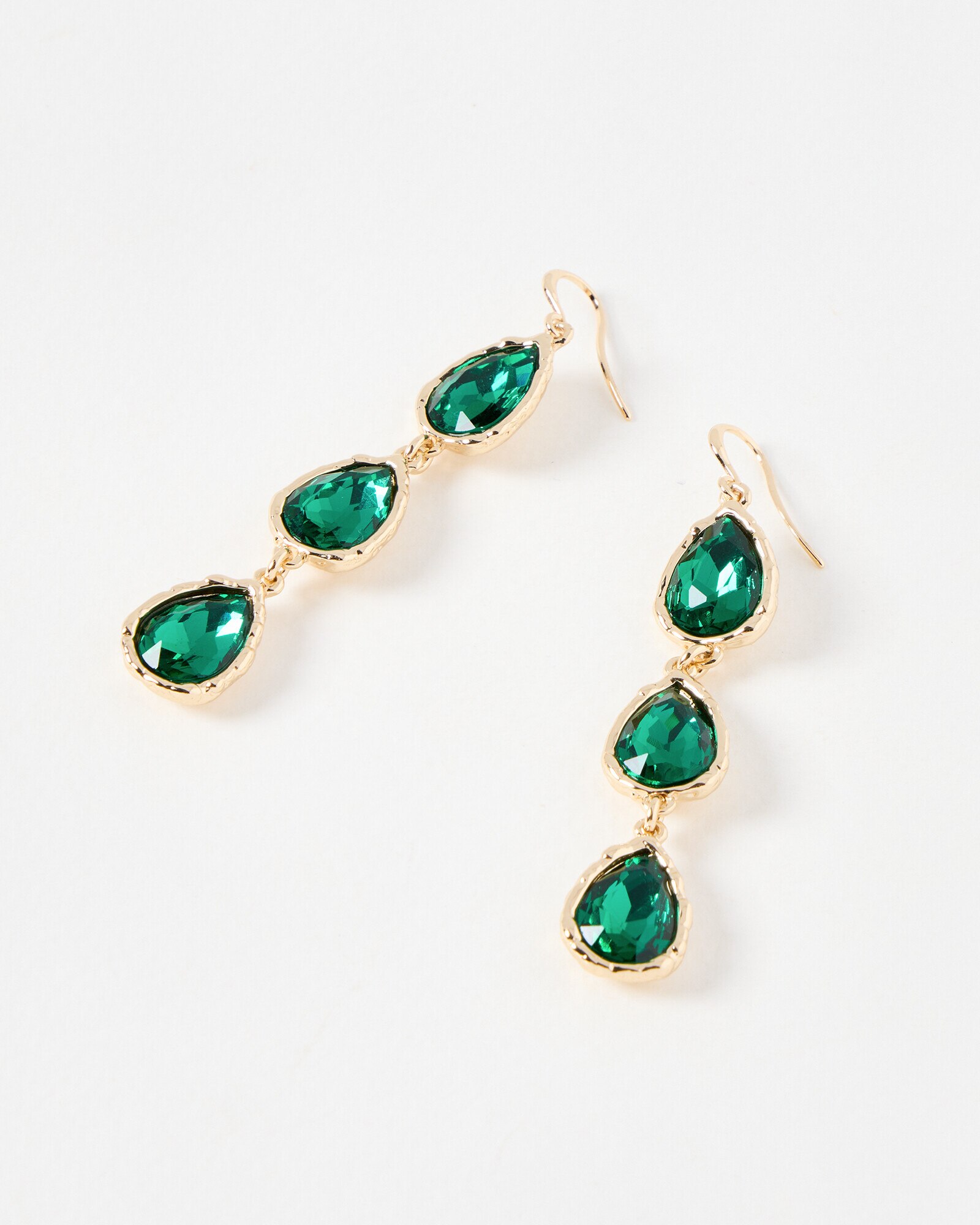Intira Green Tiered Teardrop Drop Earrings Oliver Bonas