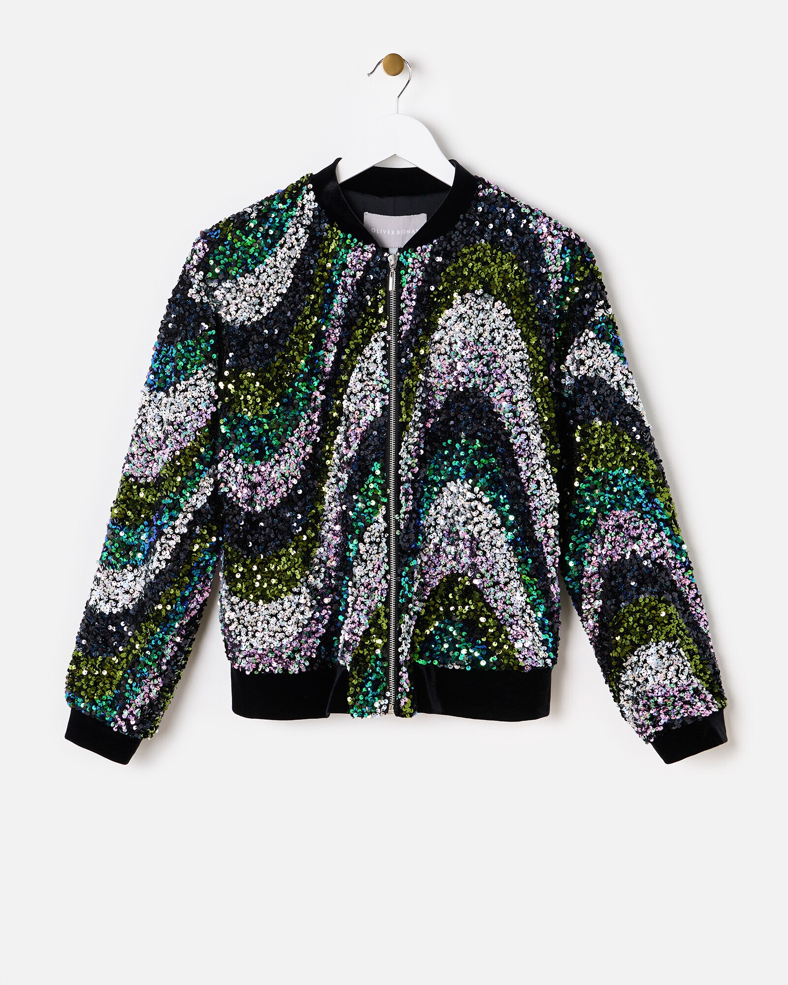 Rainbow sequin bomber jacket best sale
