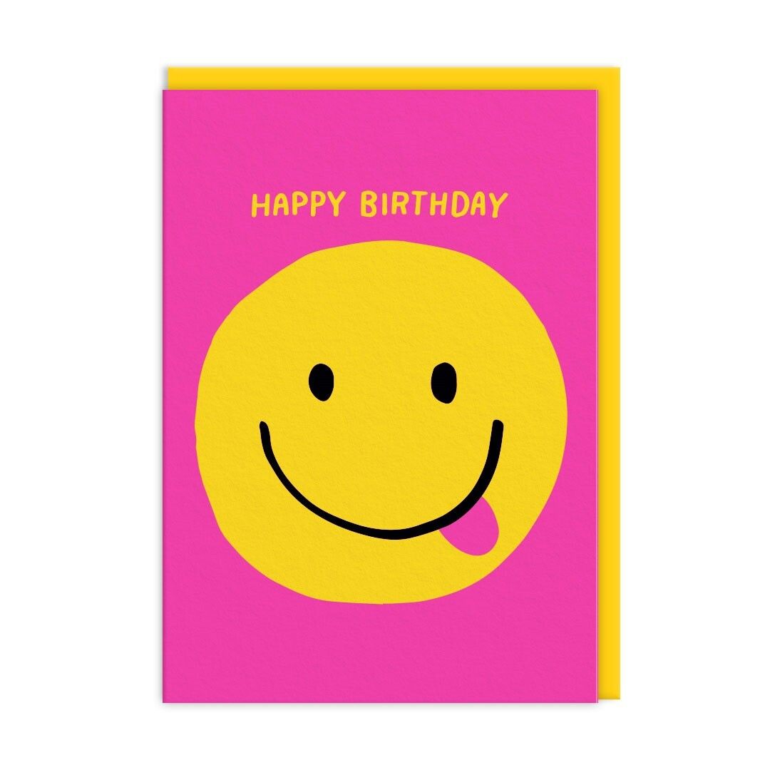 Neon Smiley Birthday Card | Oliver Bonas