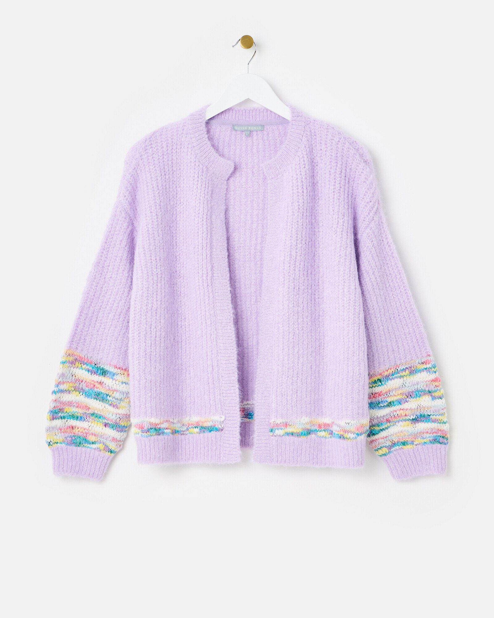 Lilac Purple Open Front Knitted Cardigan | Oliver Bonas