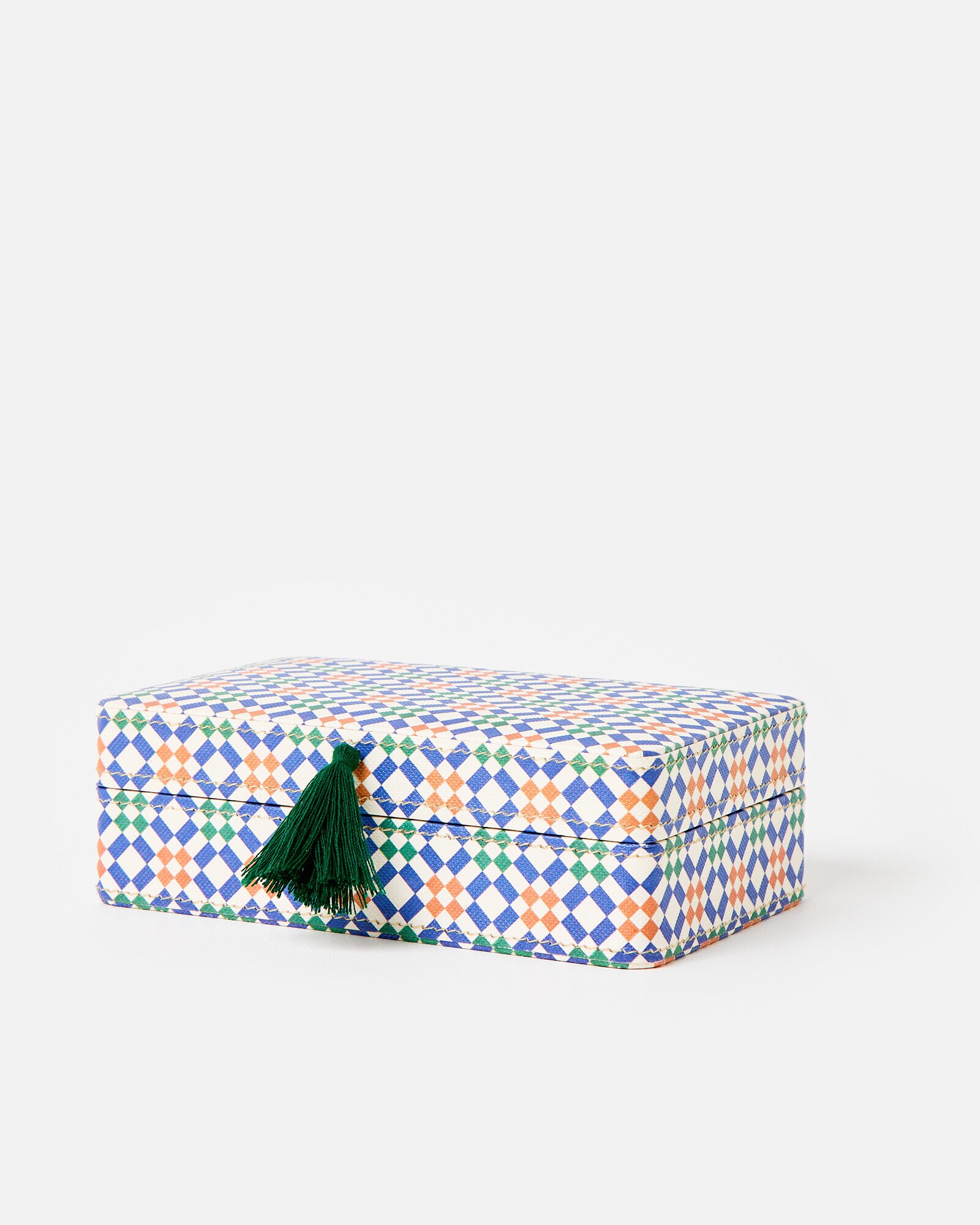 Geometric Blue Paper Jewellery Box Medium