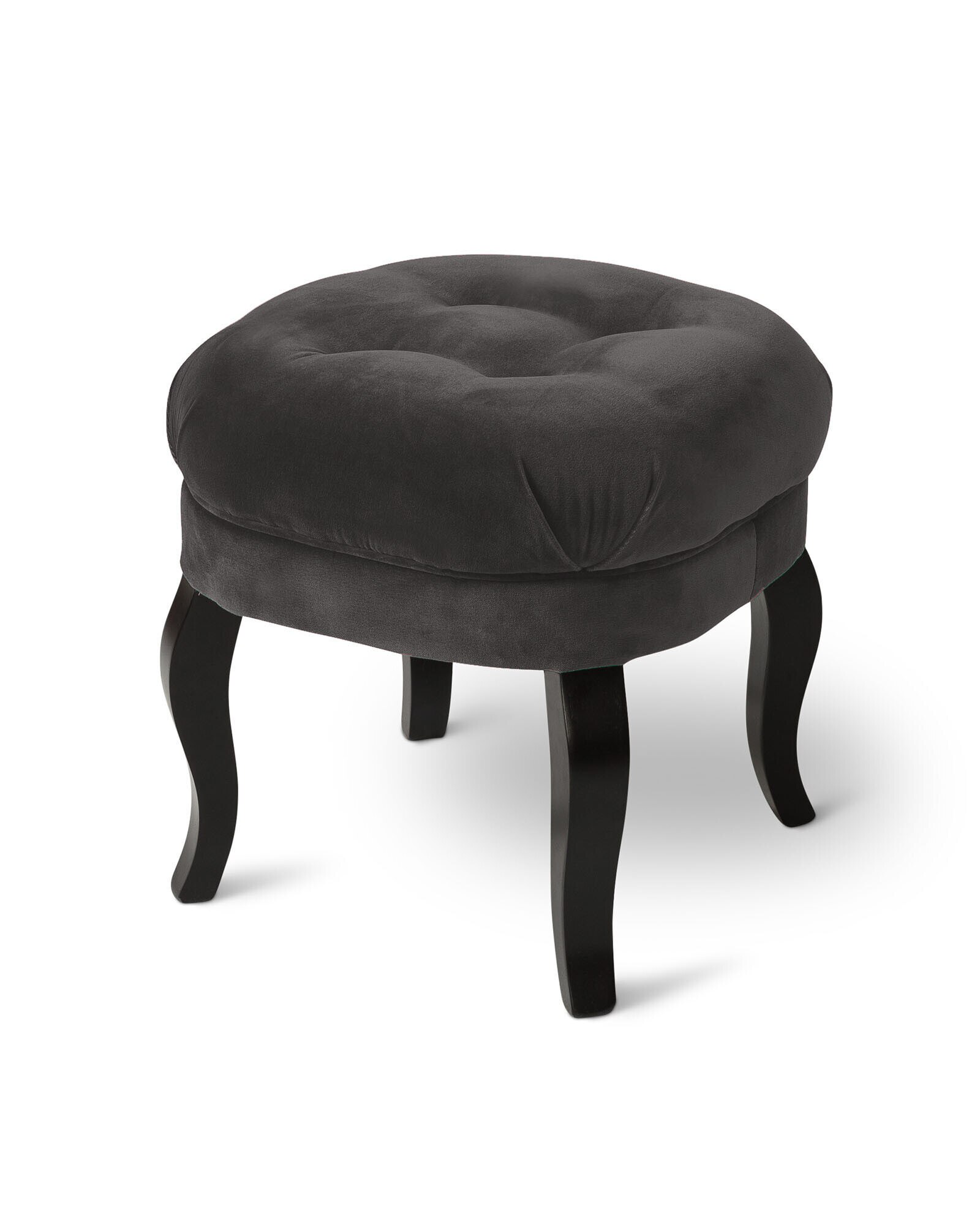 Velvet Button Dusk Grey Footstool | Oliver Bonas