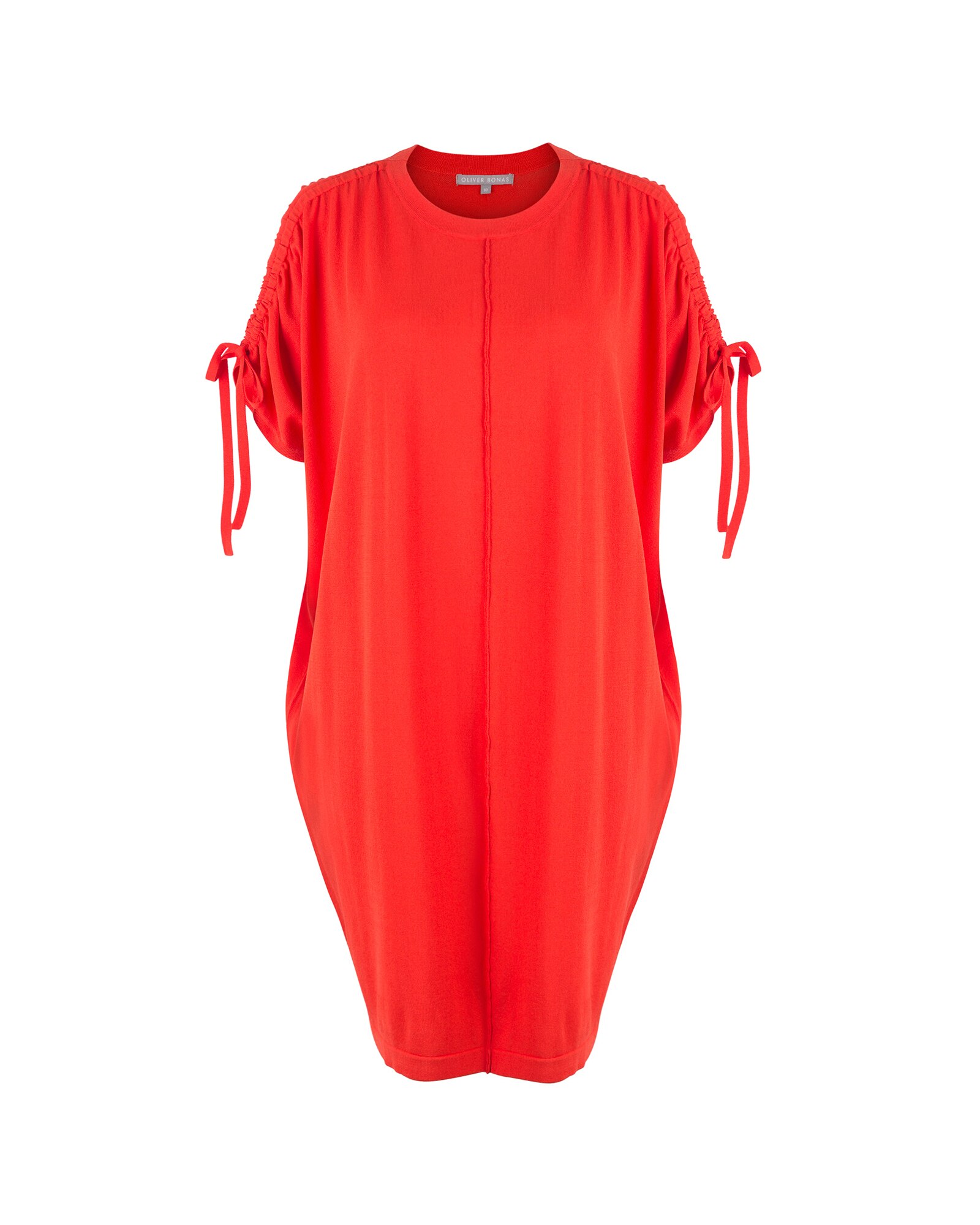 Entity Ruched Sleeve Red Tunic Dress | Oliver Bonas