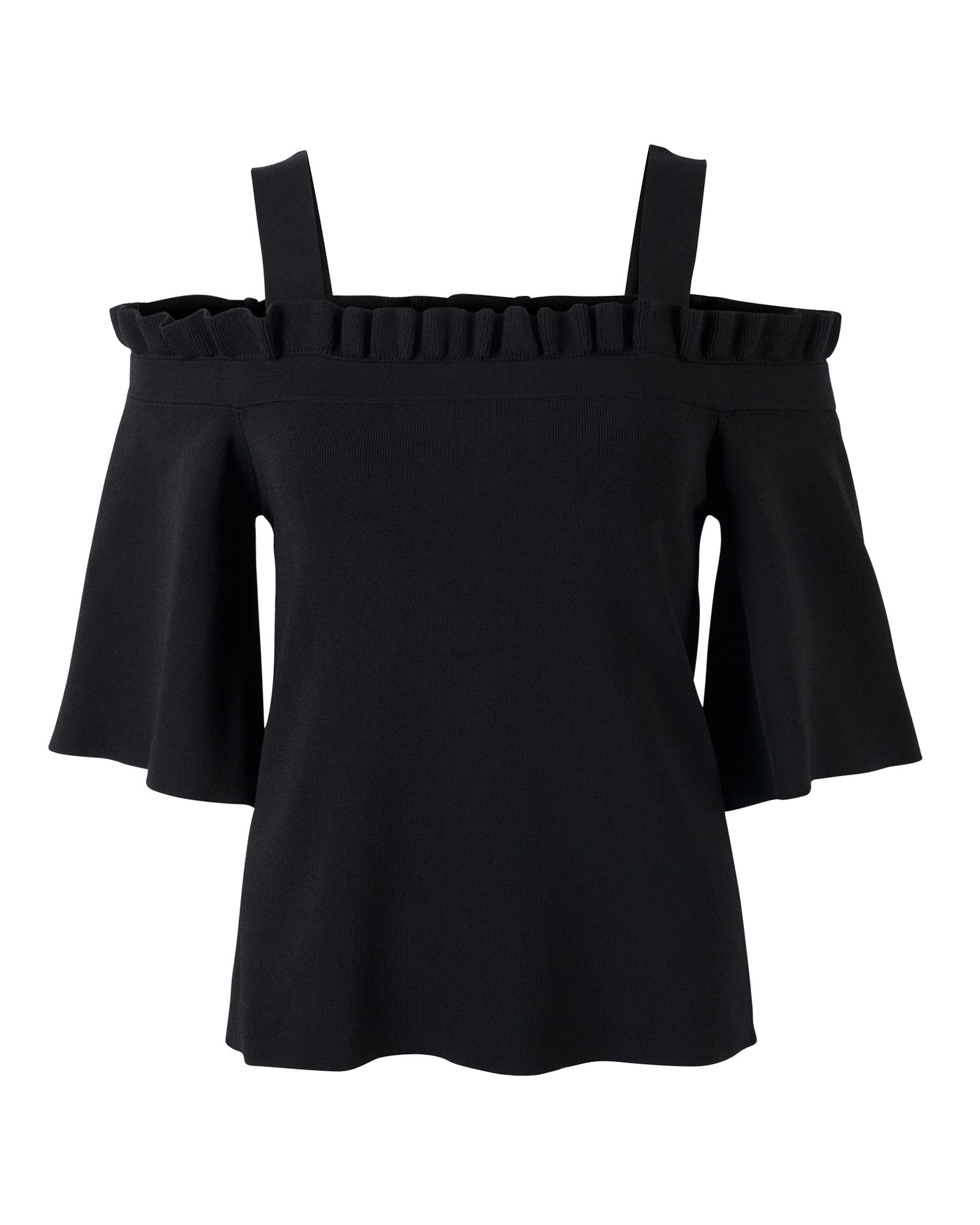 Progress Frill Knit Black Top | Oliver Bonas