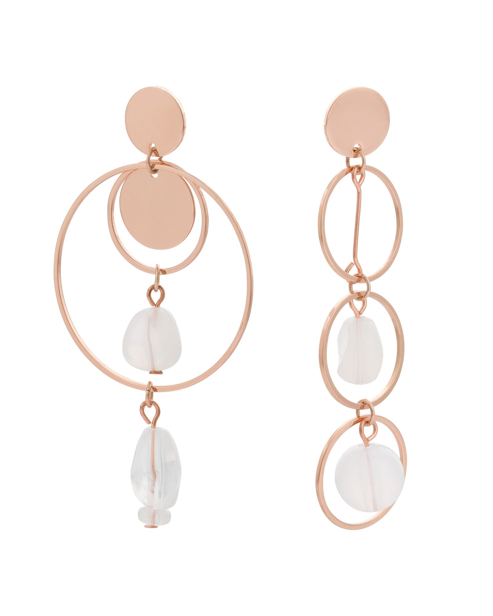 Ilaria Mismatched Rose Gold Statement Drop Earrings | Oliver Bonas