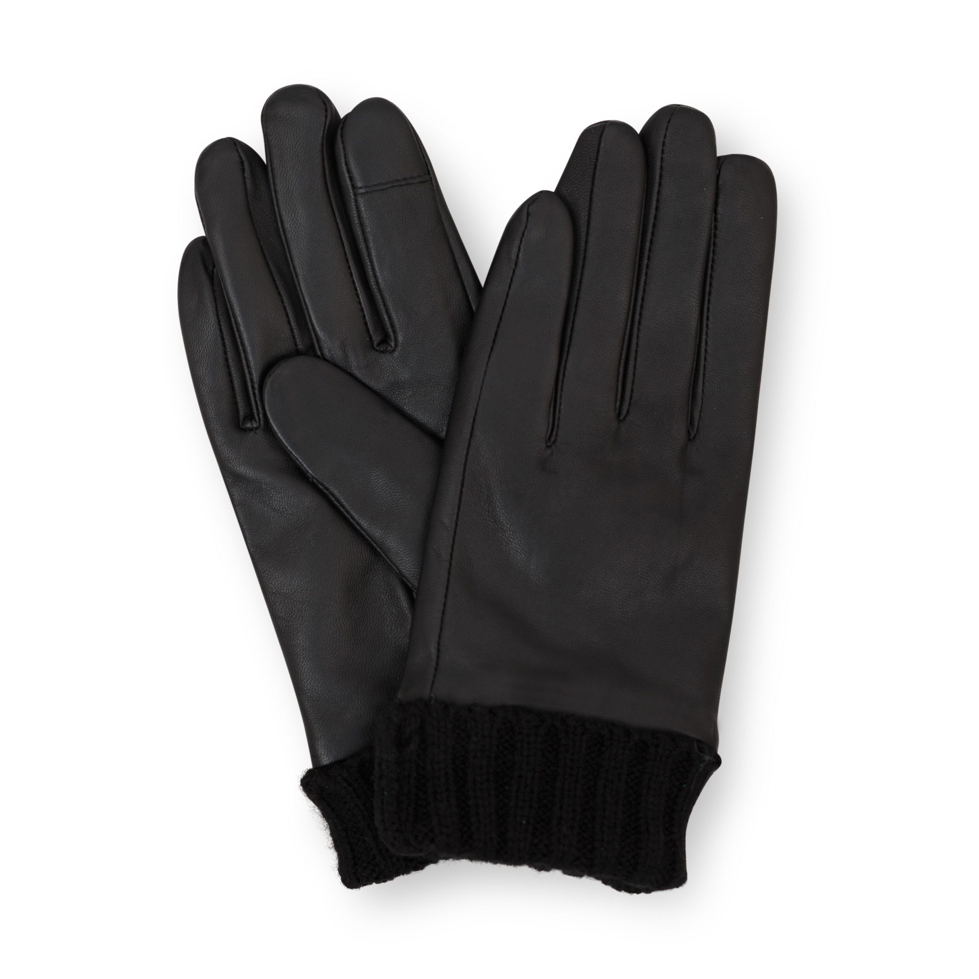 Rachel Ribbed Cuff Leather Gloves | Oliver Bonas