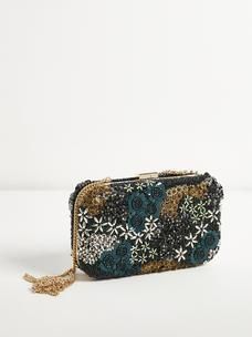 Wild flowers , Beautiful Bead Clutch Bag With Chain Sling For Women-PA –