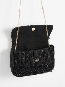 Geometric Black & Gold Beaded Clutch Bag | Oliver Bonas