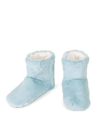 Faux Fur Blue Ankle Slipper Socks 
