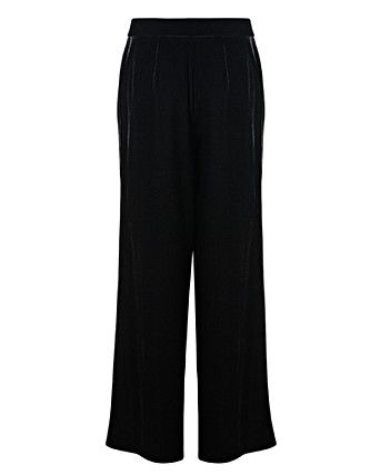 wide leg black velvet trousers