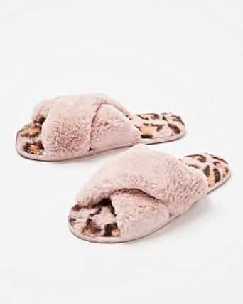 pink leopard print slippers