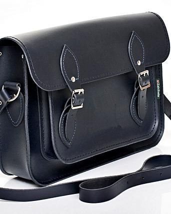 navy leather satchel