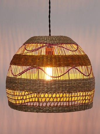 Ola Pink Seagrass Pendant Lamp Shade | Oliver Bonas