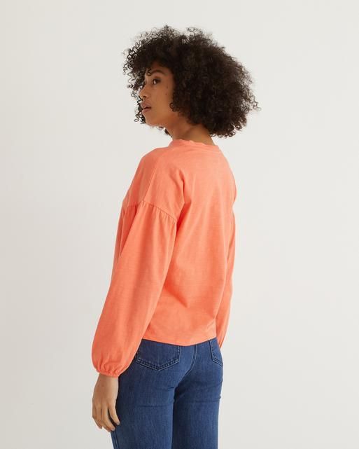 Gathered Shoulder Orange Marl Sweatshirt | Oliver Bonas