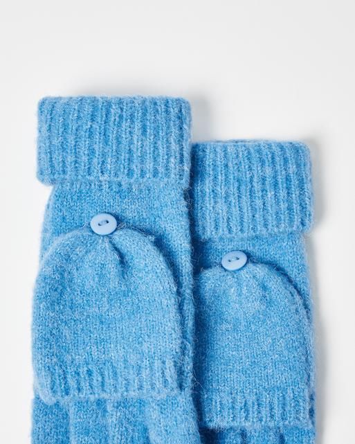 Blue Knitted Fingerless Gloves