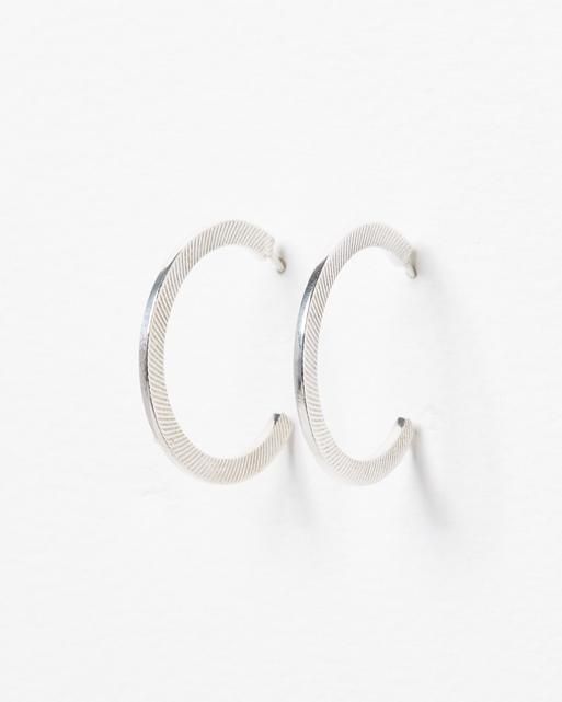 Amalthea Engraved Lines Silver Hoop Earrings | Oliver Bonas