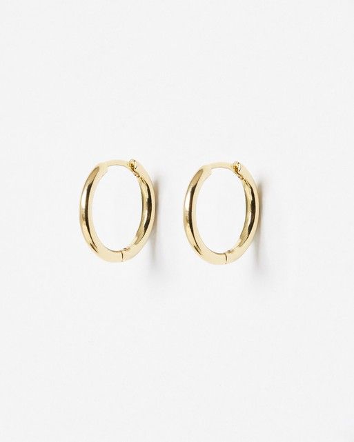 Small Solid Gold Diamond Huggie Hoop Earrings by Lily & Roo