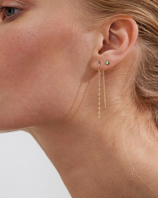 Chain Earrings  Threader Earrings  Thin Chain Earrings  14k Gold Chain  Earrings  Hanging Earrings  Cartilage Earrings  Pin Earrings