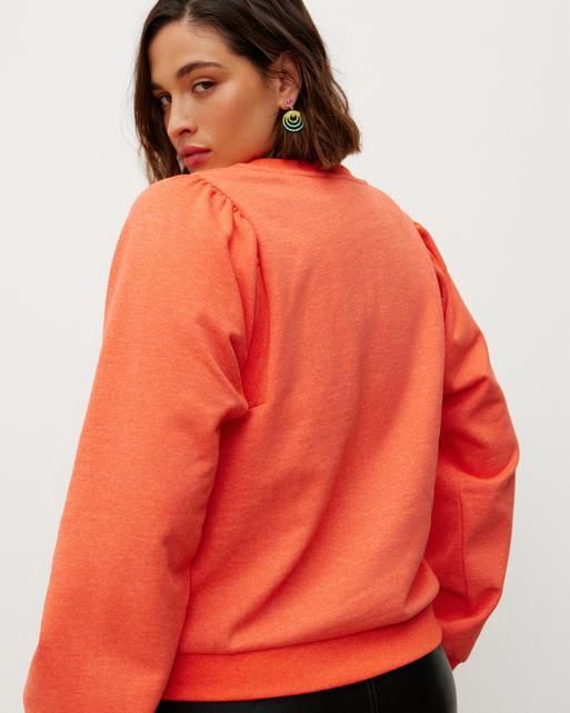 Gathered Shoulder Orange Marl Sweatshirt