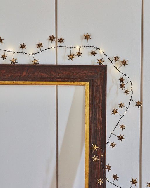 Golden Metal Star String LED Lights with Timer