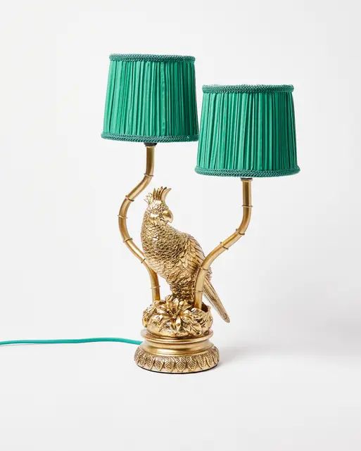 Leopard Brass Green Shade Table Lamp