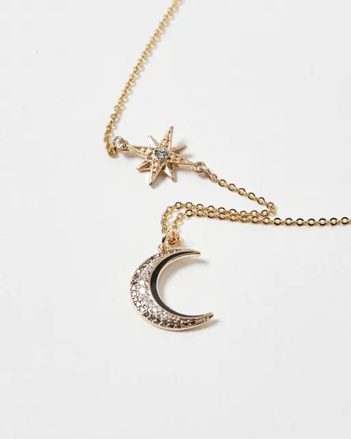 Amazon.com: Elegant 14k Gold Crescent Moon and Star Necklace - Dainty  Sideways Moon Star Charm Jewelry - Gift for Women and Girls : Handmade  Products