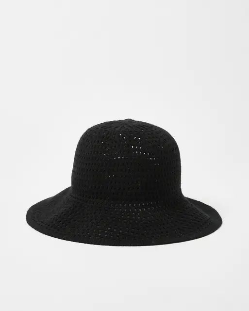 Crochet Black Bucket Hat | Oliver Bonas