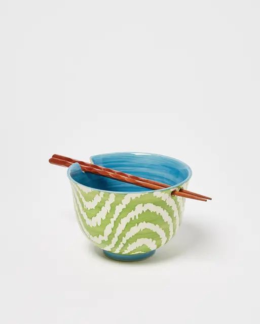 Kuori Green Ceramic Noodle Bowl | Oliver Bonas
