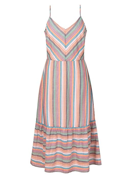 Tropical Spliced Stripe Midi Dress | Oliver Bonas