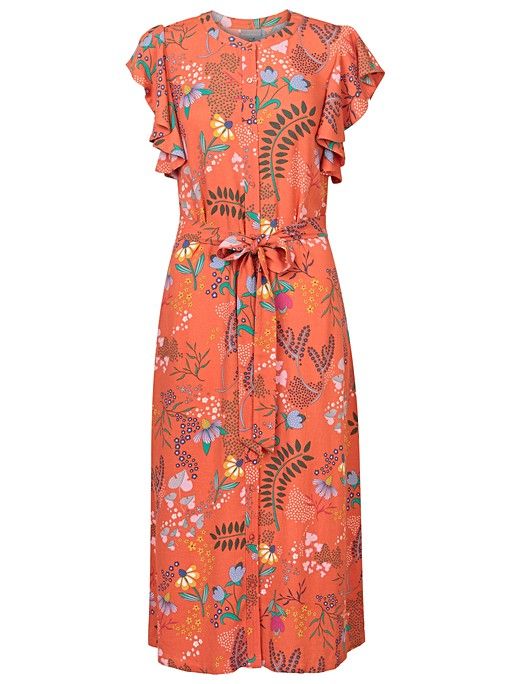 Fairy Tale Floral Orange Midi Dress | Oliver Bonas