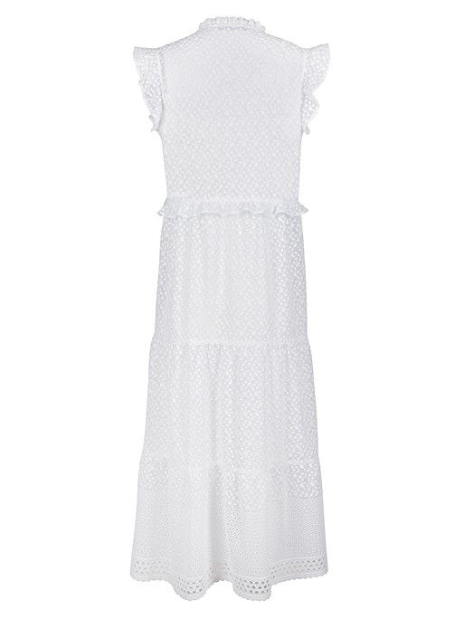Broderie Sleeveless White Midi Dress | Oliver Bonas