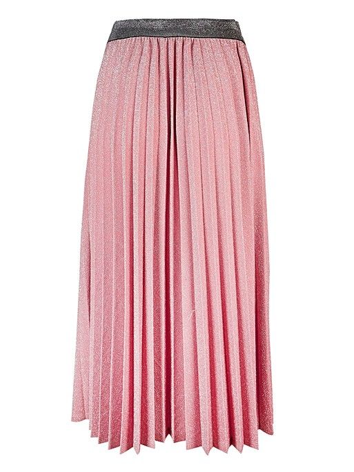 Sparkle Pink Pleated Midi Skirt | Oliver Bonas