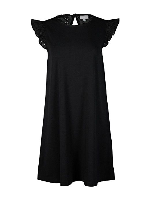 Broderie Black Jersey Mini Dress | Oliver Bonas