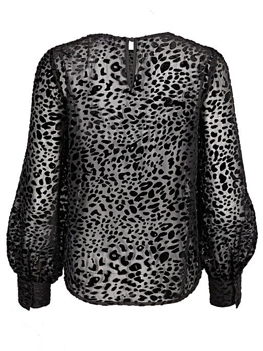 Leopard Print Textured Black Blouse | Oliver Bonas