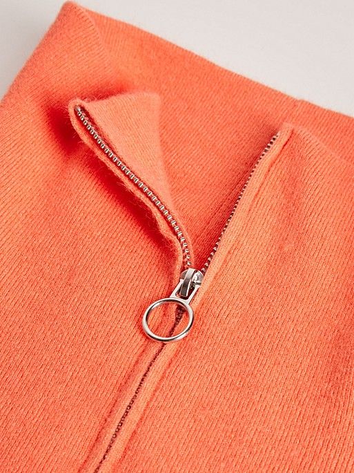 Zip Neck Orange Knitted Jumper | Oliver Bonas