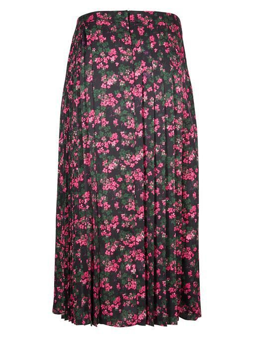 Ditsy Floral Print Pink & Black Pleated Midi Skirt | Oliver Bonas