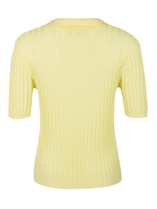 Ribbed Polo Collar Yellow Knitted Top | Oliver Bonas