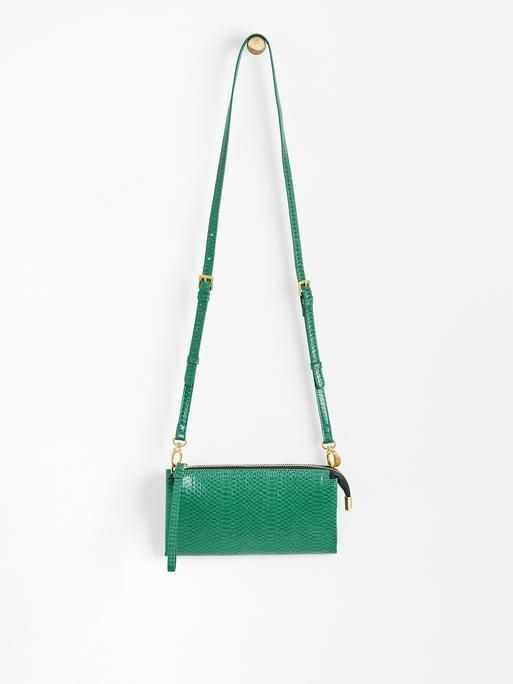 Green Crossbody Handbag / Green Tassel Bag / Green Croc Print 