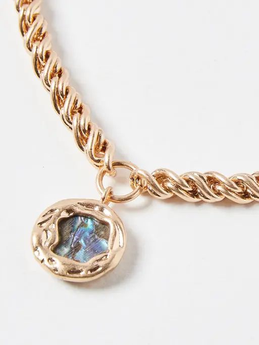 Oliver Bonas Auden Tourmaline Gold Plated Pendant Necklace in Metallic