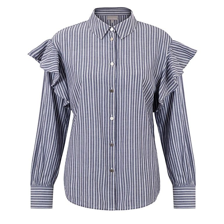 Dobby Stripe Frill Shirt | Oliver Bonas